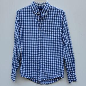 OLD NAVY Blue White check long sleeve button down shirt S SMALL